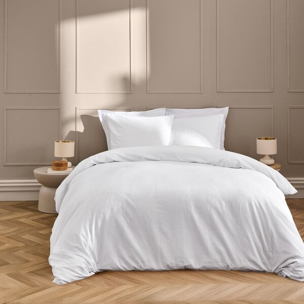Set copripiumino e federa bianco per letto matrimoniale ed esteso 240x220 cm Linella – douceur d'intérieur