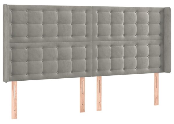 Testiera ad Orecchio Grigio Chiaro 203x16x118/128 cm in Velluto