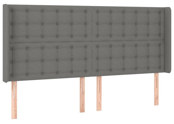 Testiera ad Orecchio GrigioScuro 183x16x118/128cm inTessuto