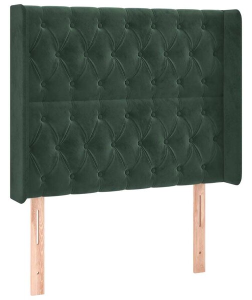 Testiera ad Orecchio Verde Scuro 93x16x118/128 cm in Velluto