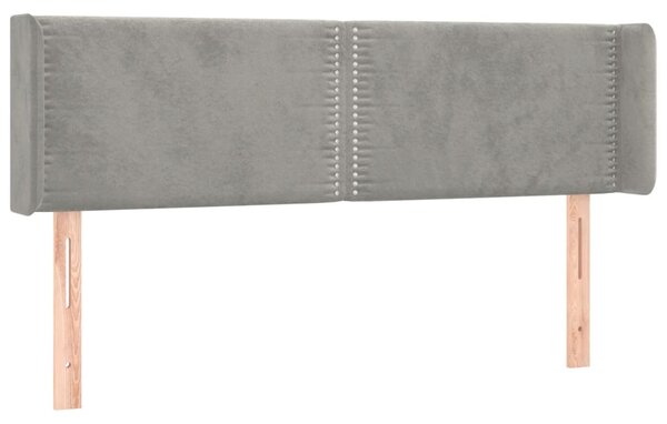 Testiera ad Orecchio Grigio Chiaro 147x16x78/88 cm in Velluto