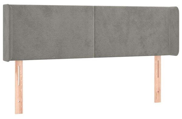 Testiera ad Orecchio Grigio Chiaro 147x16x78/88 cm in Velluto