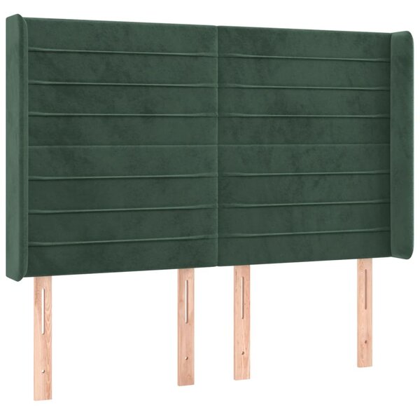 Testiera ad Orecchio Verde Scuro 147x23x118/128cm in Velluto