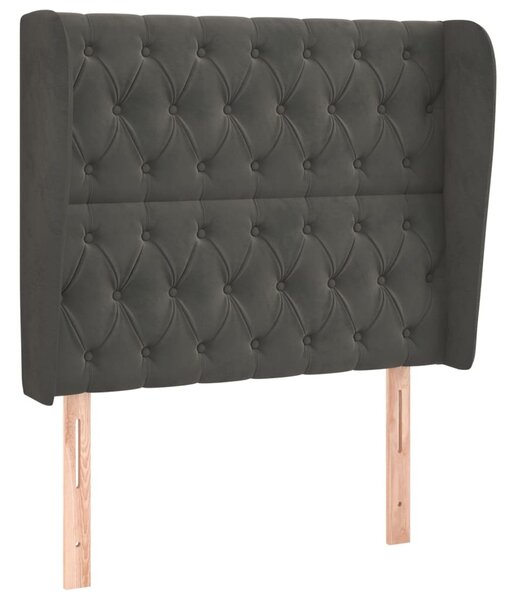 Testiera ad Orecchio Grigio Scuro 93x23x118/128 cm in Velluto