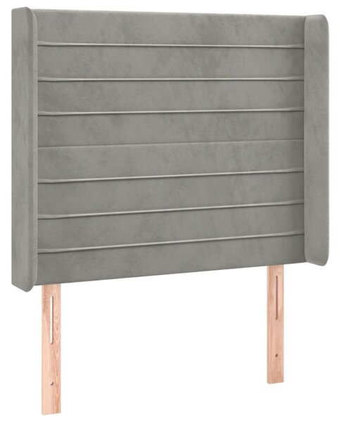 Testiera ad Orecchio Grigio Chiaro 103x16x118/128 cm in Velluto