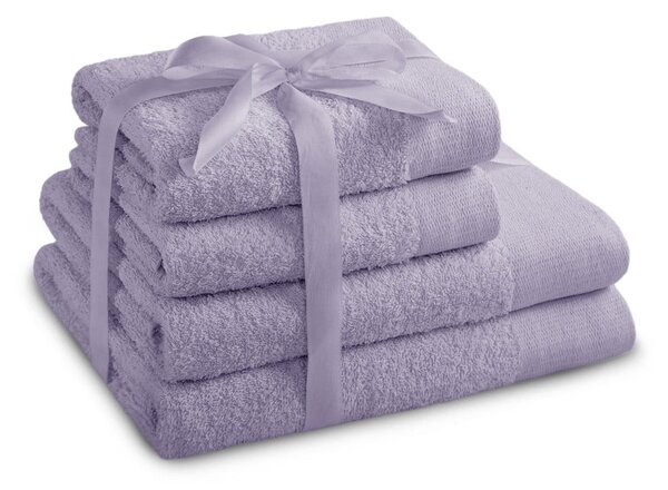 Set di asciugamani per viso e corpo tipo terry lavanda in cotone 4 pz Amari – Restilo