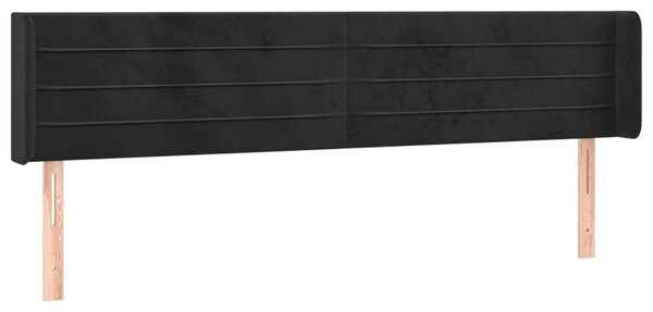 Testiera ad Orecchio Nera 183x16x78/88 cm in Velluto