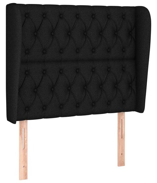 Testiera ad Orecchio Nera 93x23x118/128 cm in Tessuto