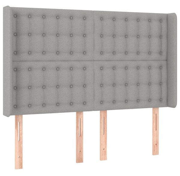 Testiera ad Orecchio Grigio Chiaro 147x16x118/128 cm in Tessuto