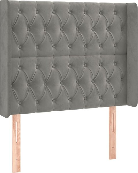 Testiera ad Orecchio Grigio Chiaro 103x16x118/128 cm in Velluto