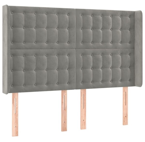Testiera ad Orecchio Grigio Chiaro 147x16x118/128 cm in Velluto