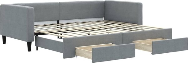 Divano Letto Estraibile Cassetti Grigio Chiaro 90x200cm Tessuto