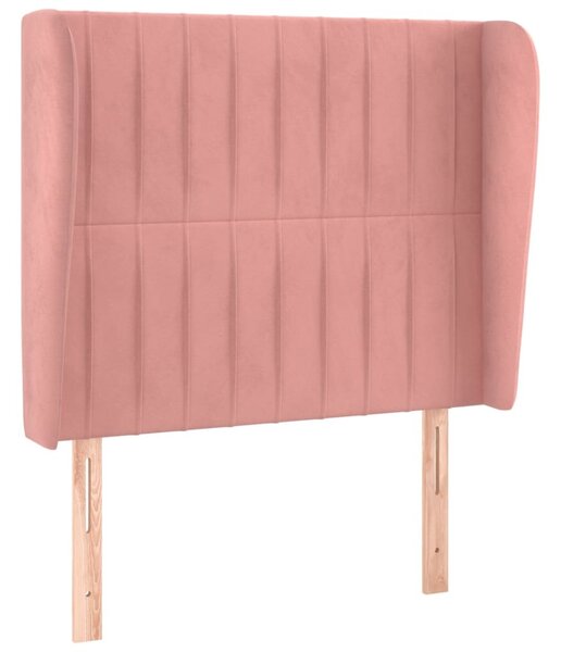 Testiera ad Orecchio Rosa 83x23x118/128 cm in Velluto