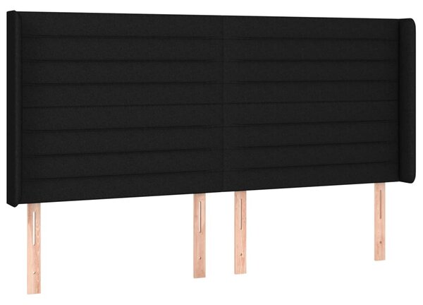 Testiera ad Orecchio Nera 183x16x118/128 cm in Tessuto