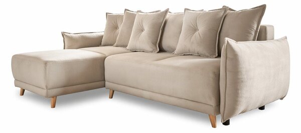 Divano letto angolare in velluto a coste beige (variabile) Lazy Lukka - Miuform