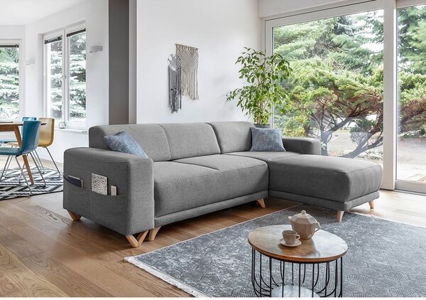 Divano angolare grigio allungabile e con contenitore Classy Sophie – Miuform