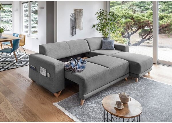Divano angolare grigio allungabile e con contenitore Classy Sophie – Miuform