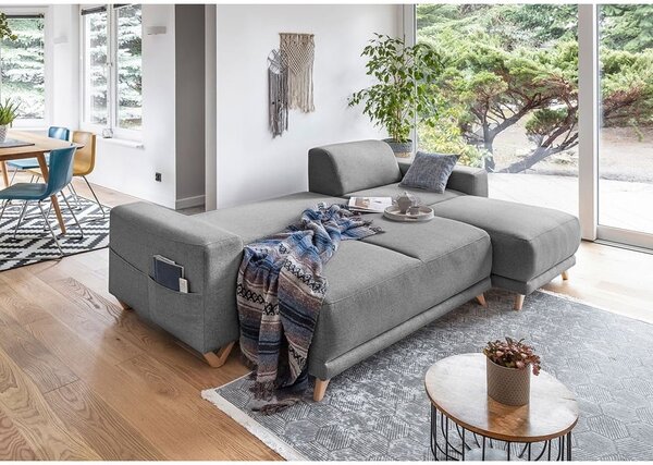Divano angolare grigio allungabile e con contenitore Classy Sophie – Miuform