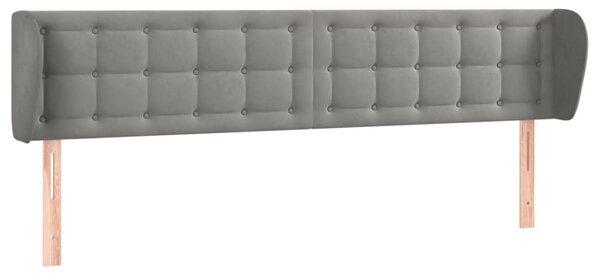 Testiera ad Orecchio Grigio Chiaro 203x23x78/88 cm in Velluto
