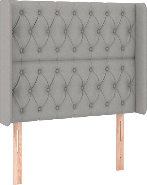 Testiera ad Orecchio Grigio Chiaro 93x16x118/128 cm in Tessuto