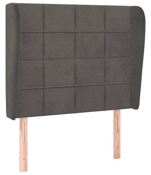 Testiera ad Orecchio GrigioScuro 103x23x118/128cm in Velluto