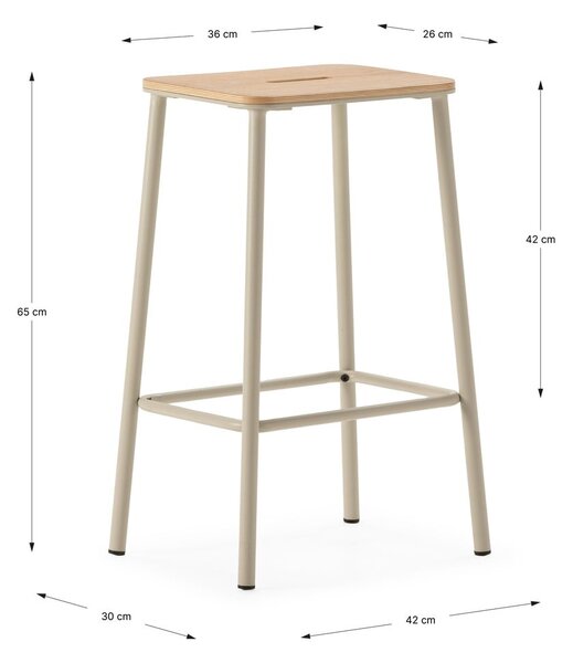 Set di sedie da bar color crema 2 pz (altezza della seduta 65 cm) Abba – Marckeric