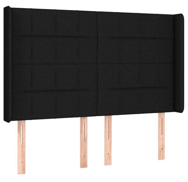 Testiera ad Orecchio Nera 147x16x118/128 cm in Tessuto