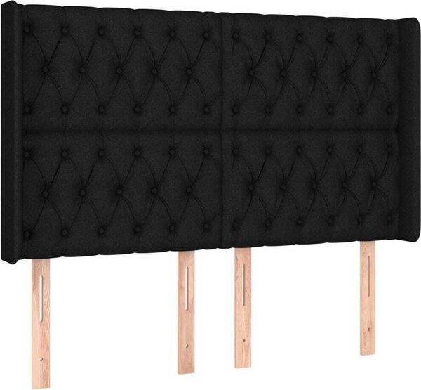 Testiera ad Orecchio Nera 163x16x118/128 cm in Tessuto