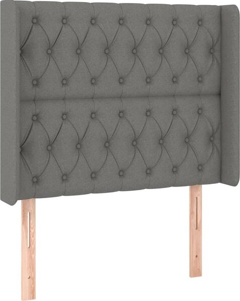 Testiera ad Orecchio Grigio Scuro 93x16x118/128 cm in Tessuto