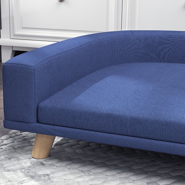 PawHut Divano per cane grande, cuscino lavabile, struttura in legno, tessuto poliestere 98 x 67 x 25 cm Blu | Aosom Italy