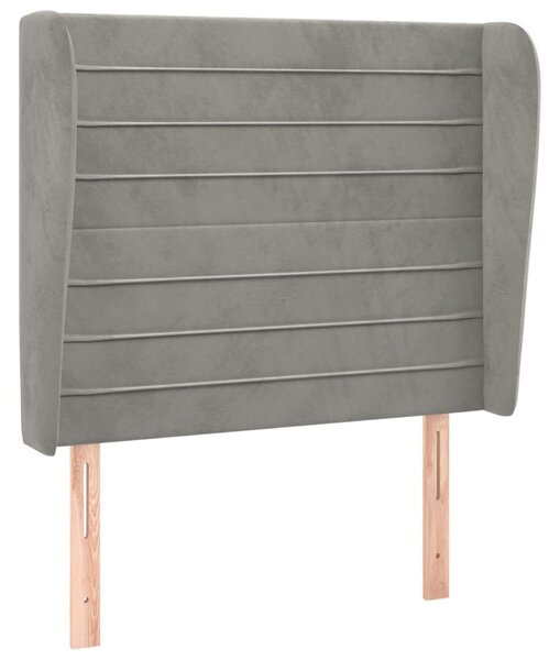 Testiera ad Orecchio Grigio Chiaro 103x23x118/128 cm in Velluto