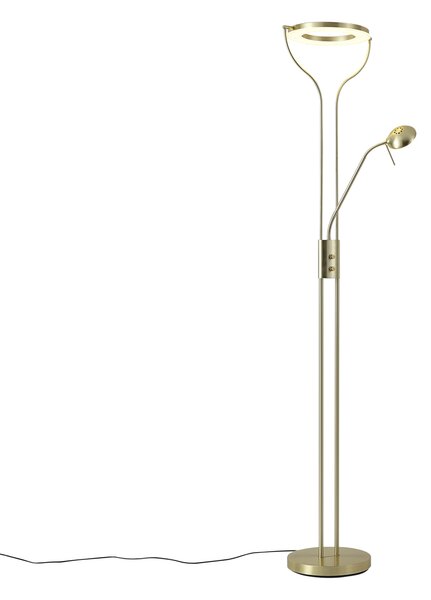 Lampada da terra moderna oro con braccio da lettura incl. LED e dimmer - Divo