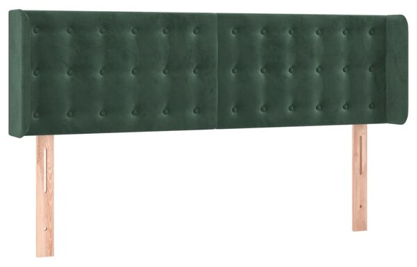 Testiera ad Orecchio Verde Scuro 147x16x78/88 cm in Velluto