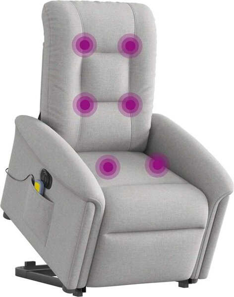 Poltrona Alzapersona Massaggi Elettrica Grigio Nuvola Tessuto