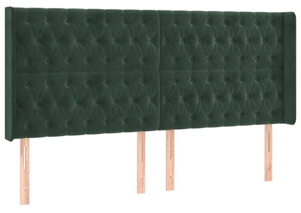 Testiera ad Orecchio Verde Scuro 183x16x118/128 cm in Velluto