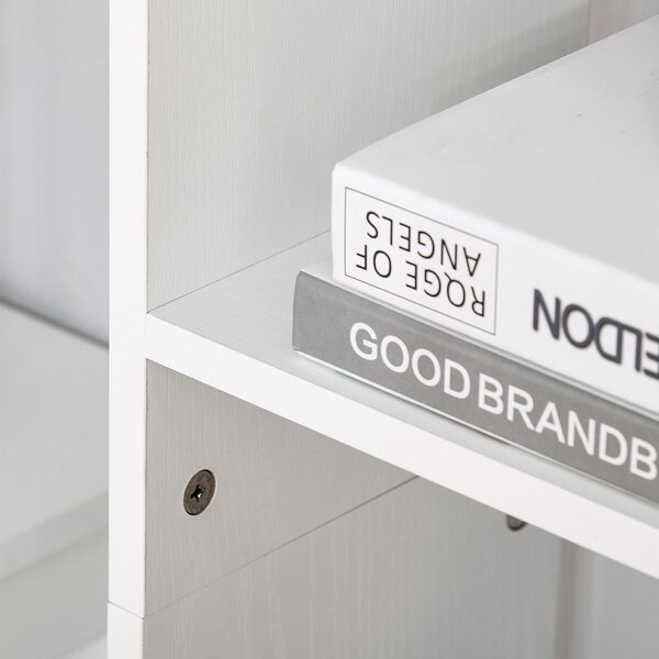 HOMCOM Libreria, mensola da 6 livelli, design irregolare, per soggiorno, camera da letto, ufficio, 60x21x162,5cm, bianco | Aosom Italy