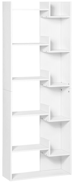 HOMCOM Libreria, mensola da 6 livelli, design irregolare, per soggiorno, camera da letto, ufficio, 60x21x162,5cm, bianco | Aosom Italy