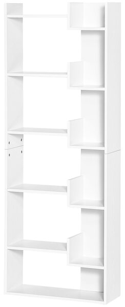 HOMCOM Libreria, mensola da 6 livelli, design irregolare, per soggiorno, camera da letto, ufficio, 60x21x162,5cm, bianco | Aosom Italy