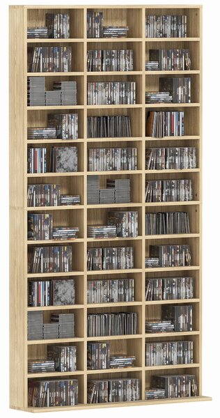 HOMCOM Organizzatore per CD e DVD, biblioteca scaffale archiviazione 1116 CD/528 DVD, 36 scomparti e ripiani regolabili, rovere | Aosom Italy