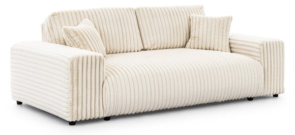 Divano color crema con rivestimento in velluto a coste 213 cm Justin – Ropez