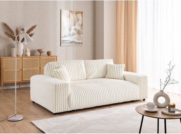 Divano color crema con rivestimento in velluto a coste 213 cm Justin – Ropez