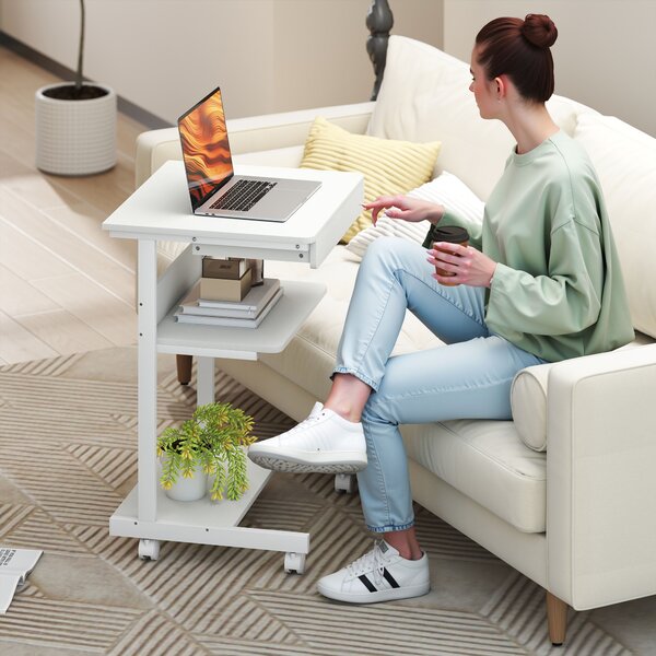 HOMCOM Scrivania per computer con ruote, scrivania con vani 56 x 51 cm con cassetto, compartimento e supporto CPU, bianco | Aosom Italy