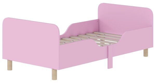 AIYAPLAY Struttura del Lettino per Bambini, Telaio del Letto Singolo per Bambini, Protezione dai Bordi, Lettino per Piccole Stanze, MDF, Senza Materasso, Rosa | Aosom Italy