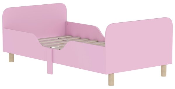 AIYAPLAY Struttura del Lettino per Bambini, Telaio del Letto Singolo per Bambini, Protezione dai Bordi, Lettino per Piccole Stanze, MDF, Senza Materasso, Rosa | Aosom Italy