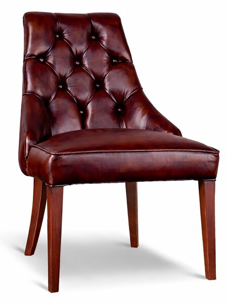 Sedia Chesterfield Casadei Pelle Primo Fiore - Gambe Legno di Faggio Massello