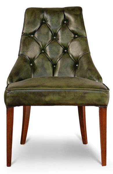 Sedia Chesterfield Casadei Pelle Primo Fiore - Gambe Legno di Faggio Massello