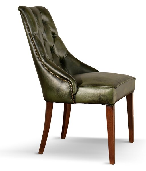 Sedia Chesterfield Casadei Pelle Primo Fiore - Gambe Legno di Faggio Massello