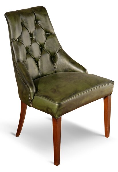 Sedia Chesterfield Casadei Pelle Primo Fiore - Gambe Legno di Faggio Massello