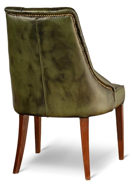 Sedia Chesterfield Casadei Pelle Primo Fiore - Gambe Legno di Faggio Massello