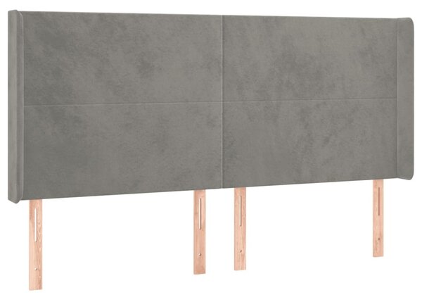 Testiera ad Orecchio Grigio Chiaro 163x16x118/128 cm in Velluto